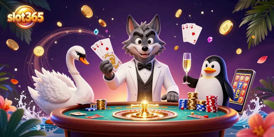 Experience exciting gameplay at slot365 with unique characters at the casino table.