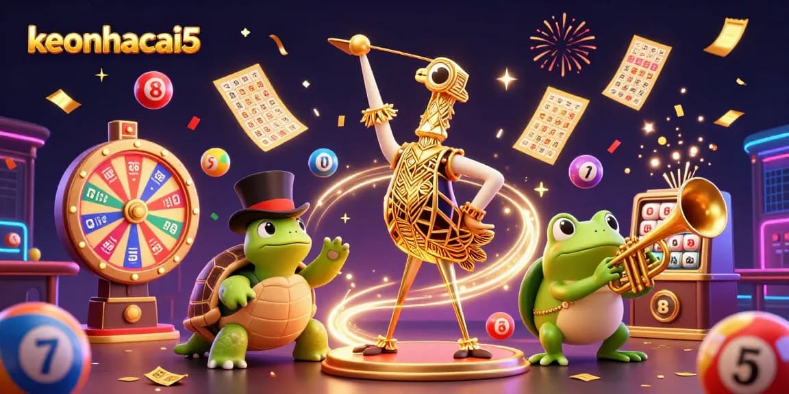 Experience the excitement of keonhacai5 with vibrant lottery elements and a festive atmosphere.