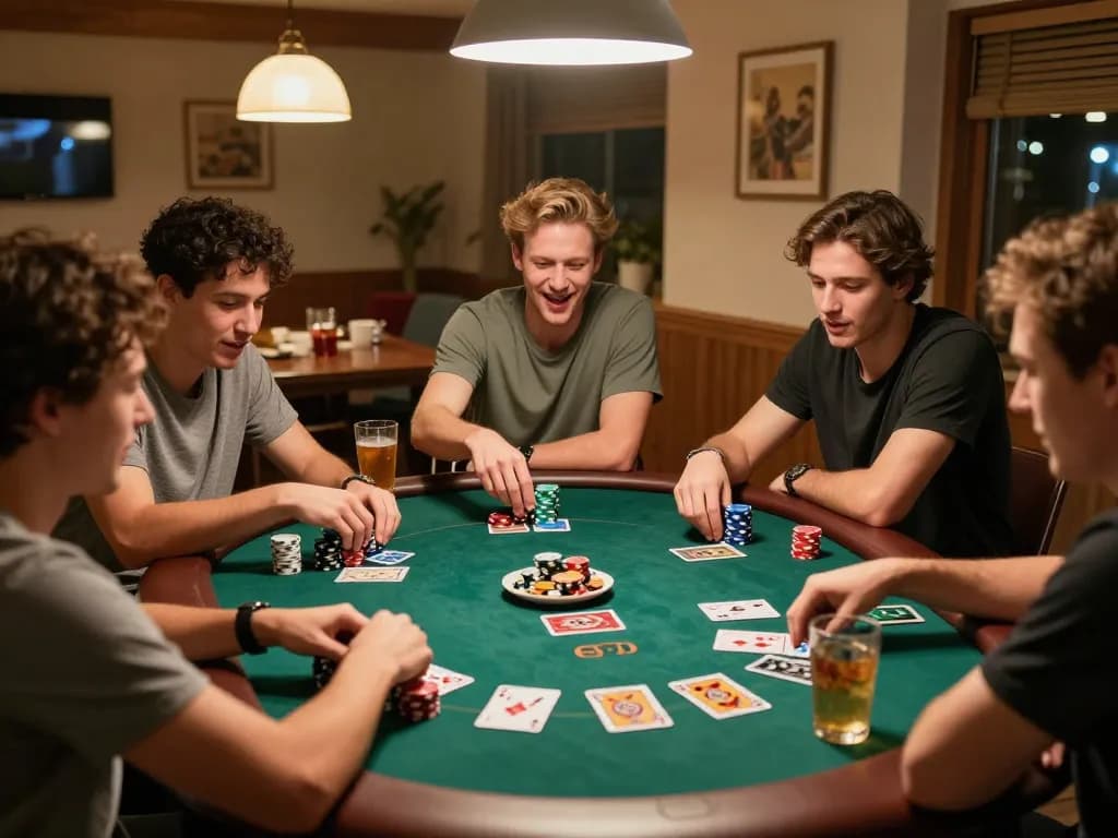 windd players enjoying a lively poker game night around the table