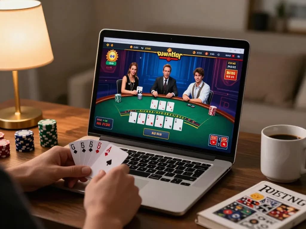 open88 online blackjack game with player cards and cozy home setting