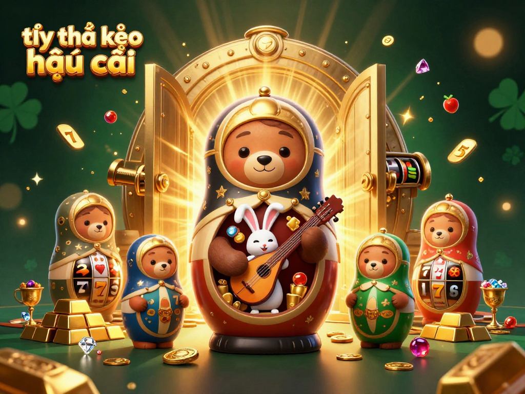 Boost your chances with tỷ lệ kèo nhà cái as cartoon bears and a rabbit showcase vibrant casino elements.