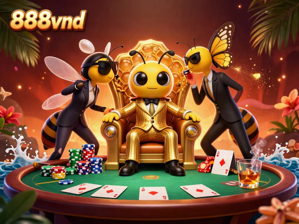 Experience thrilling gambling action with 888vnd's dynamic casino scene featuring a bumblebee mob boss.
