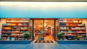 Shop at Ultimateshops showcasing an inviting storefront filled with diverse, vibrant products.