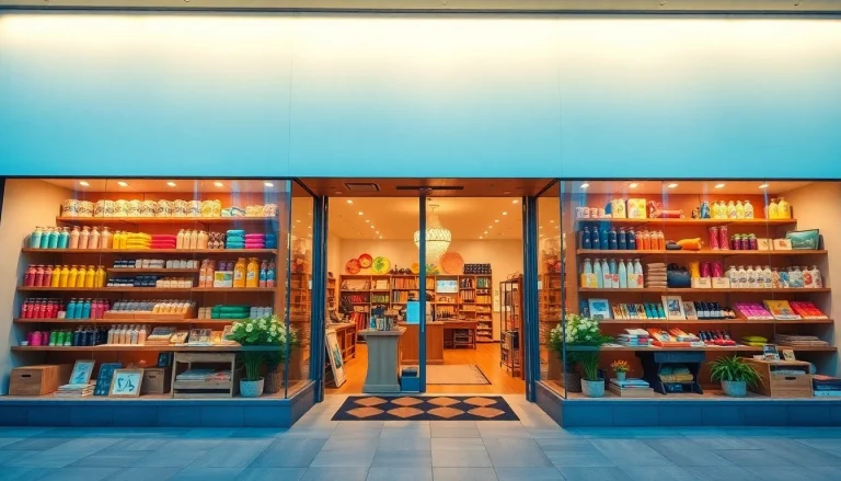 Shop at Ultimateshops showcasing an inviting storefront filled with diverse, vibrant products.