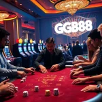 Players engage with GG88 tables in a luxurious casino environment full of excitement and anticipation.