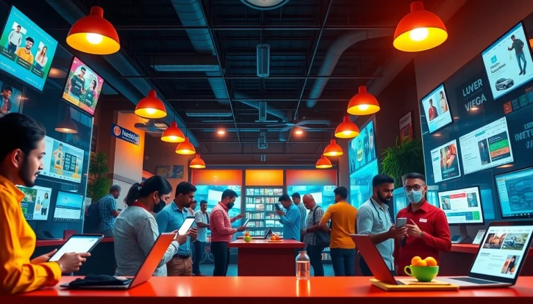 Engaged users exploring Hela Ads platform on devices, showcasing digital community connections.