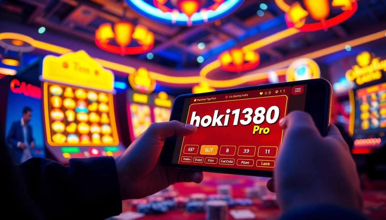 Experience the thrill of hoki138 pro through an engaging digital gambling environment showcasing vibrant slot machines.