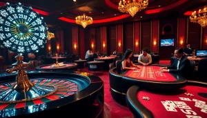 Engage with BL555's electrifying casino ambiance featuring poker tables and roulette wheels.