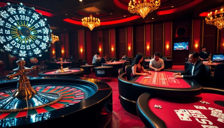 Engage with BL555's electrifying casino ambiance featuring poker tables and roulette wheels.