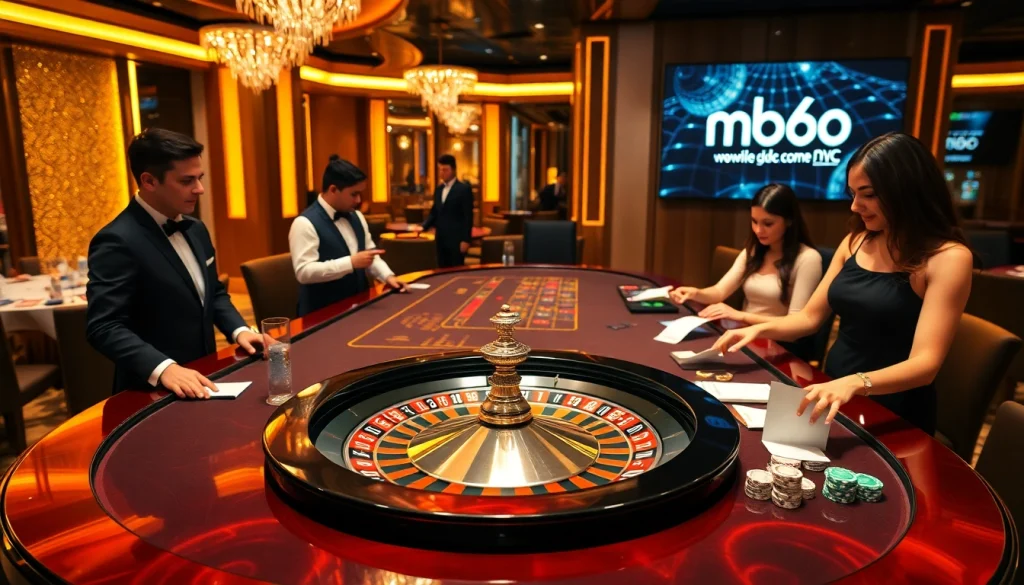 Experience the excitement of mb66.nyc with thrilling casino games at a vibrant gaming table.