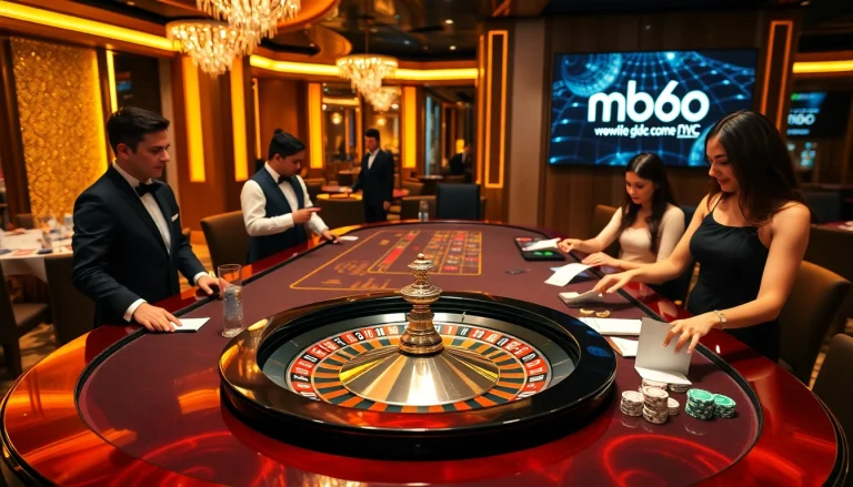 Experience the excitement of mb66.nyc with thrilling casino games at a vibrant gaming table.