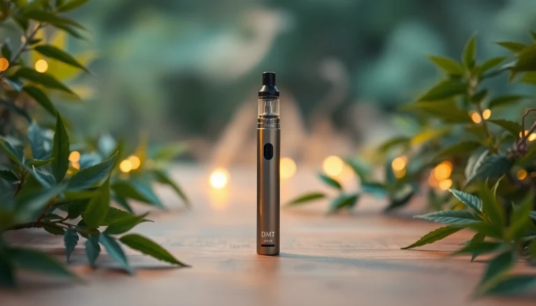 Buy dmt vape pen showcased in a tranquil setting with natural elements and soft lighting.