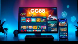 GG88.com vibrant online gaming scene showcasing diverse gaming options and a secure environment.