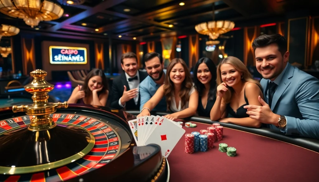 Gamblers engaged in an exciting roulette game at 222BD casino, showcasing vibrant poker chips and cards.