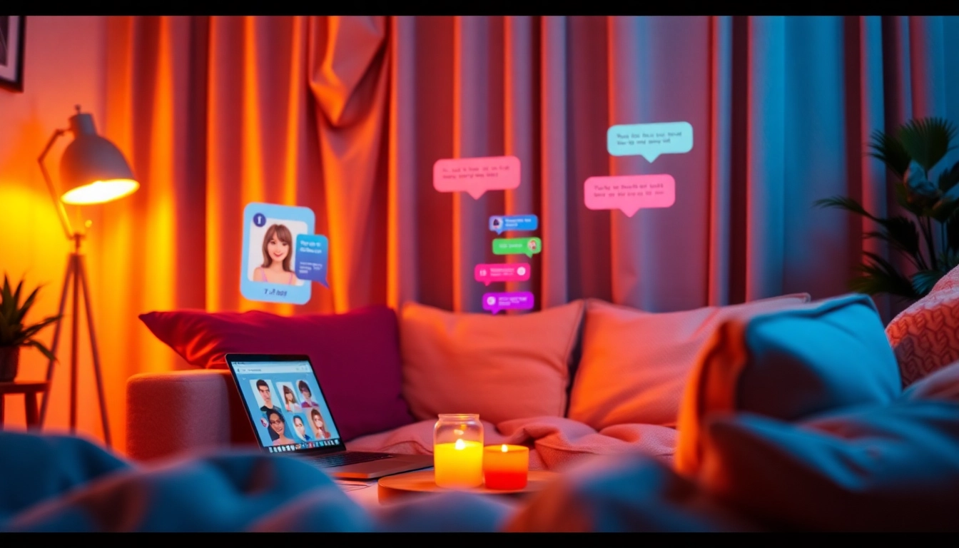 Engaging sexchat interface in a cozy digital environment, inviting interactions.