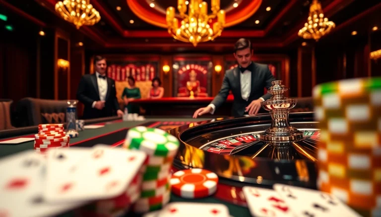 Exciting casino atmosphere at https://tg88.sale/ with players enjoying roulette and poker.