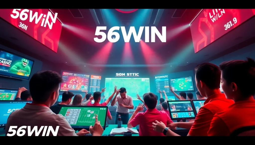 Experience the thrill of 56WIN with vibrant online betting scenes showcasing engaging gameplay.