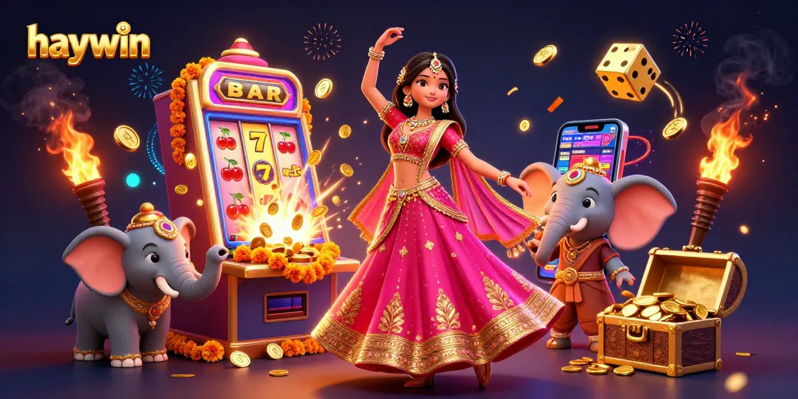 Experience excitement with haywin, a vibrant casino 3D scene illustrating a festive game environment.