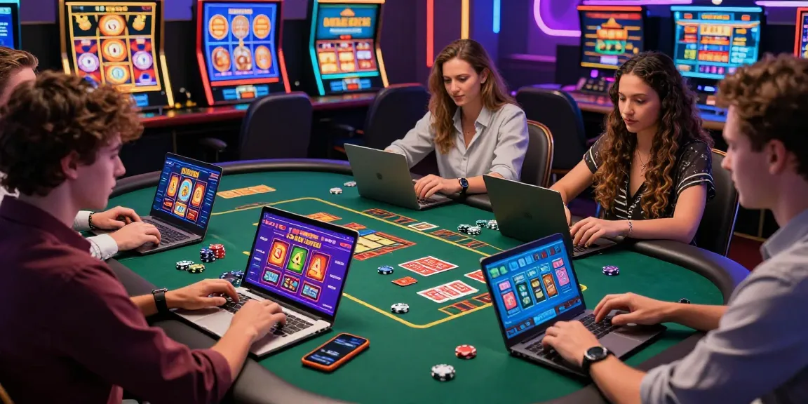 Players enjoying online casinos that accept credit cards with vibrant games and engaging interfaces in a high-tech setting.