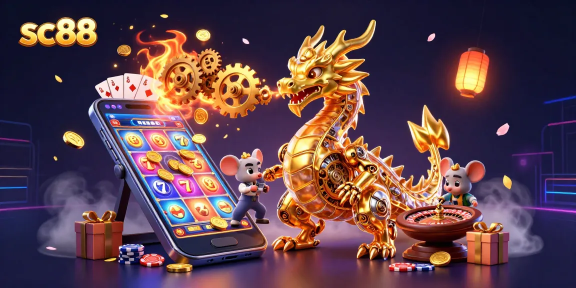 Engage with exciting gameplay at sc88 featuring a powerful golden dragon and colorful slot games.